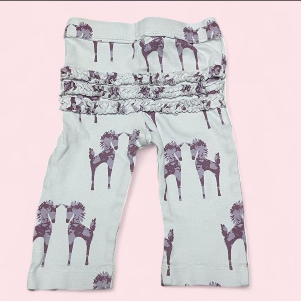 Kate Quinn 100% Cotton Ruffle Butt Leggings 6–12M | Purple Tie Dye Unicorn | EUC - Picture 3 of 4